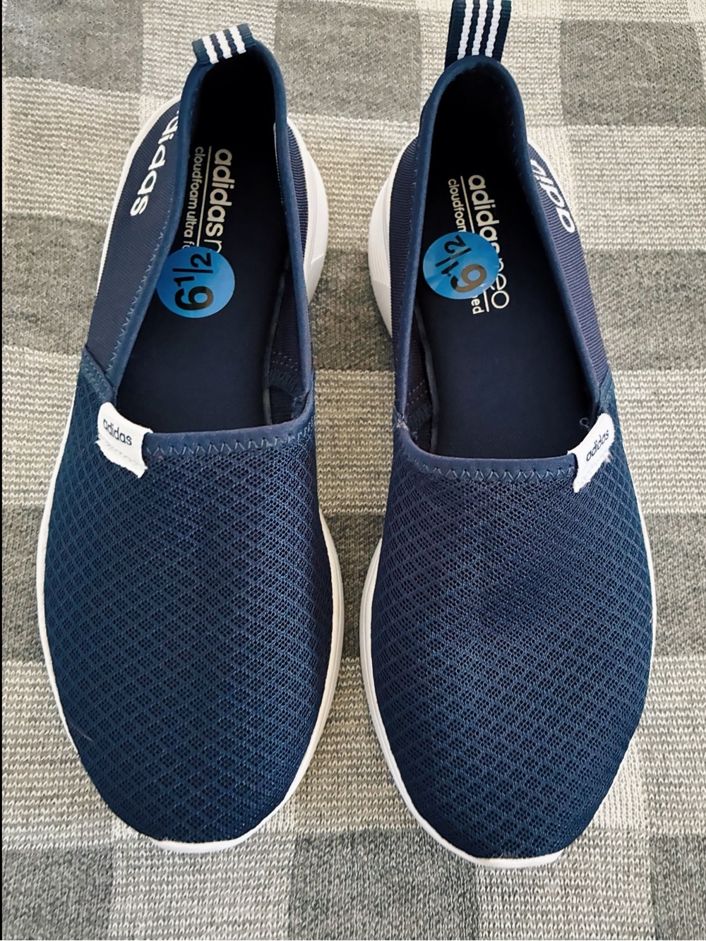 adidas Navy and White Slip-On Athletic Sneakers - Picture 2 of 8